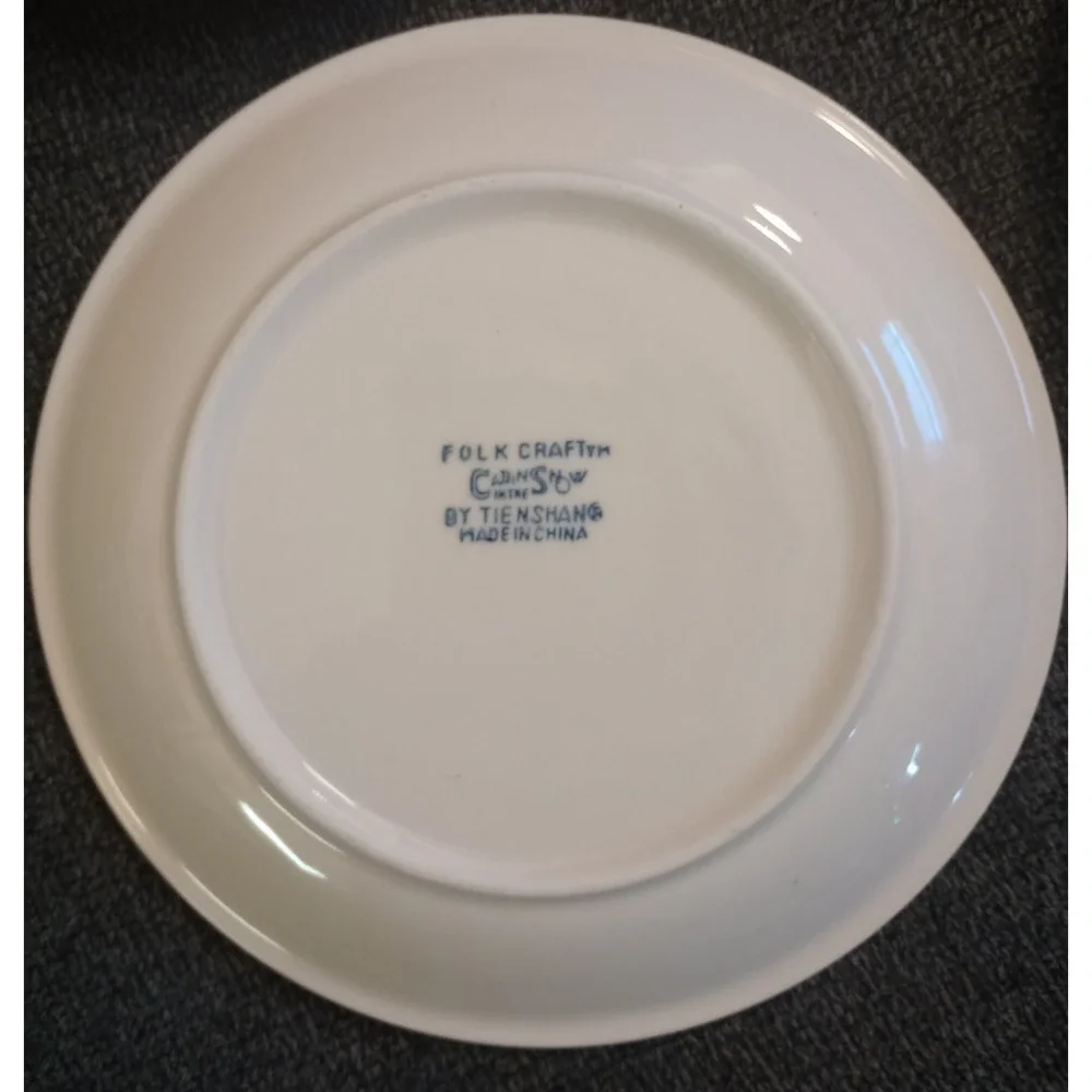 Tienshan Folk Craft Cabin in the Snow Salad/Dessert Plates 7.5